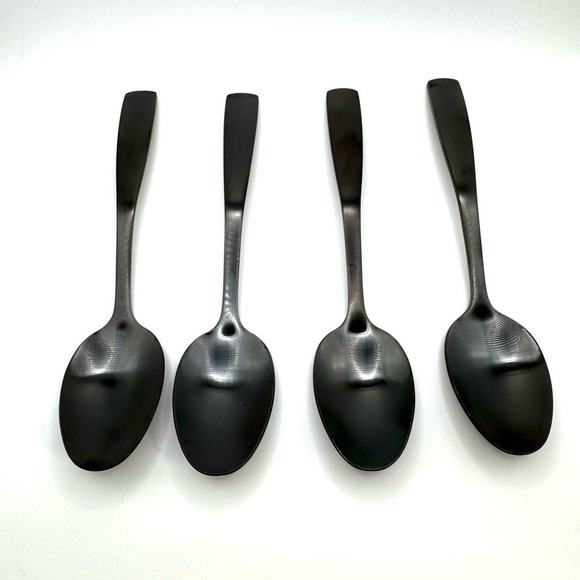 Set Of 4 Black Stainless Steel Teaspoons Flatware - Picture 1 of 5